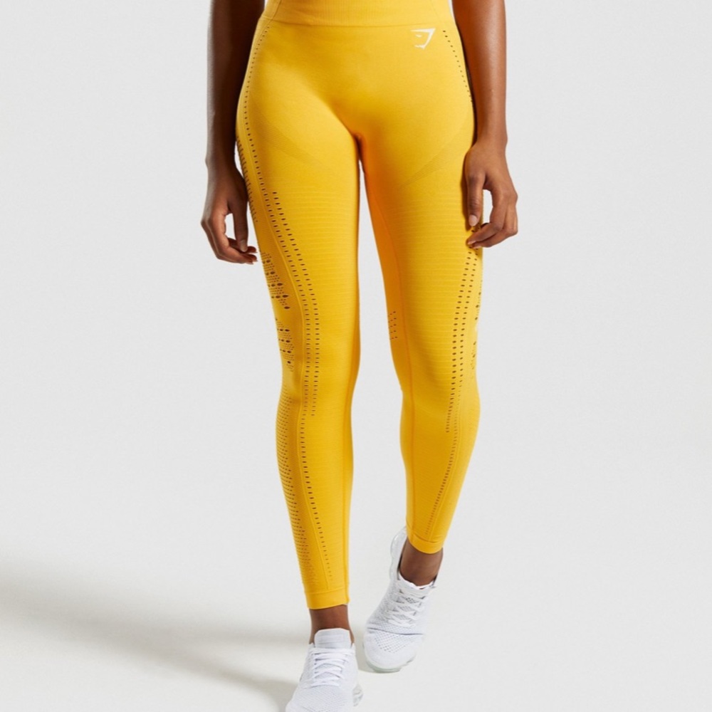 ISO FLAWLESS KNIT TIGHT LEGGINGS YELLOW LARGE